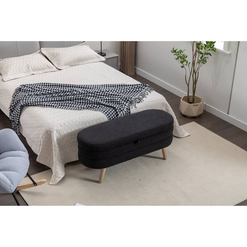 Ottoman Bench Hallway Stool with Adjustable Footspikes, End of Bed Bench Entryway Footrest Seat with Flipping Lid