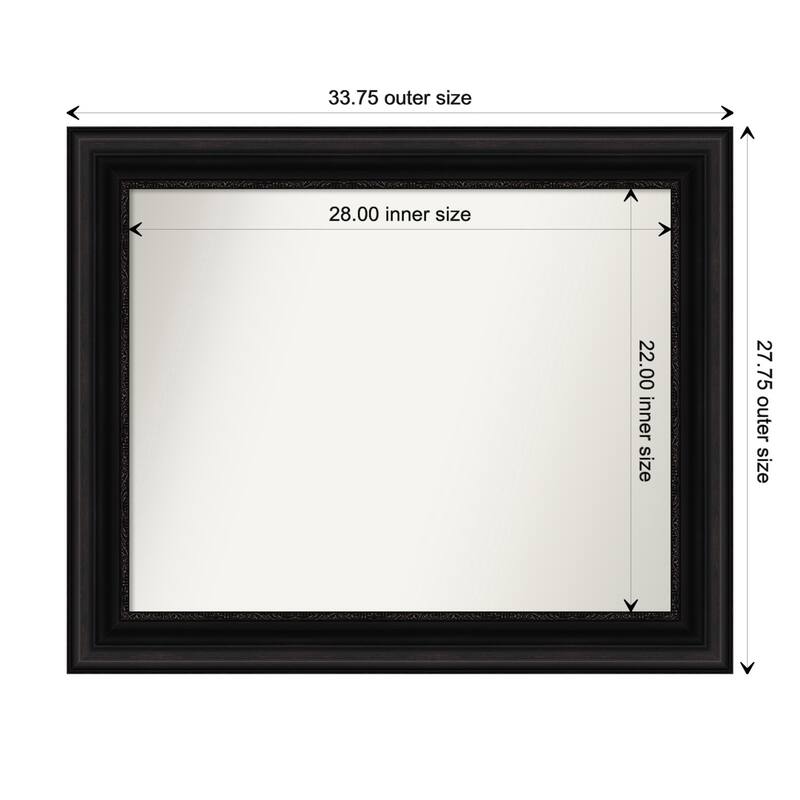 Parlor Black Framed Non-Beveled Custom Wall Mirror, Bathroom Vanity Mirror - Outer Size: 33.75 x 27.75