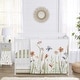 preview thumbnail 1 of 4, Boho Floral Garden Flower Girl Nursery Crib Bedding Set Sage Green Watercolor Bohemian Floral Vintage Shabby Chic Nature Fringe