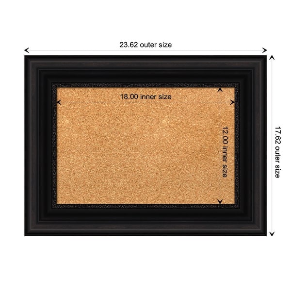 dimension image slide 3 of 15, Parlor Framed Cork Bulletin Memo Board