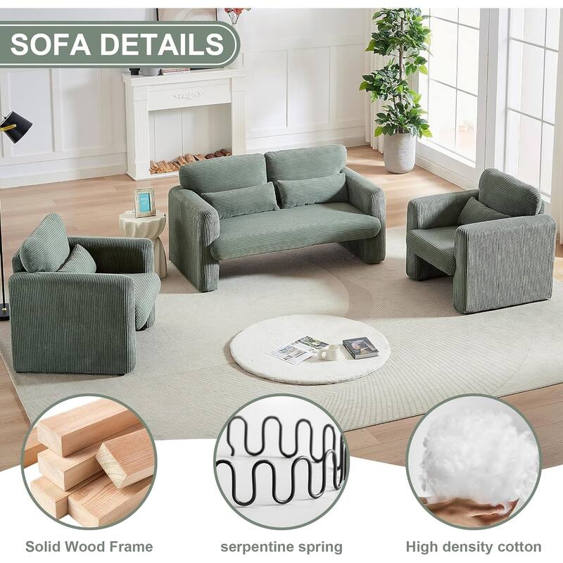 Modern Corduroy Accent Chair with Support Pillow, Set of 1