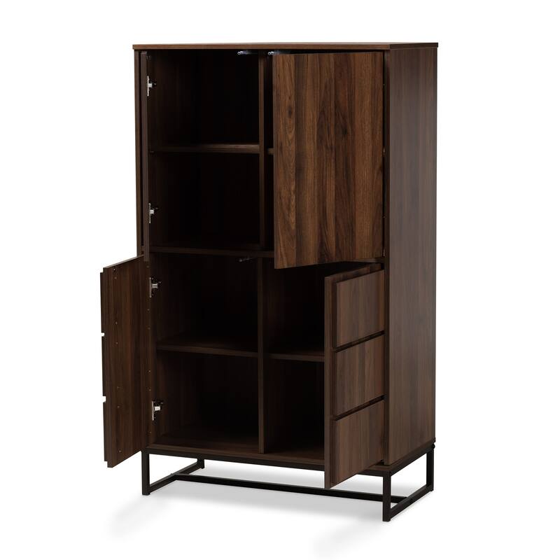 Neil Brown Wood and Black Finished Metal Multipurpose Storage Cabinet
