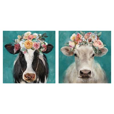Fancy Cows I, II by Studio Arts Canvas Art Prints