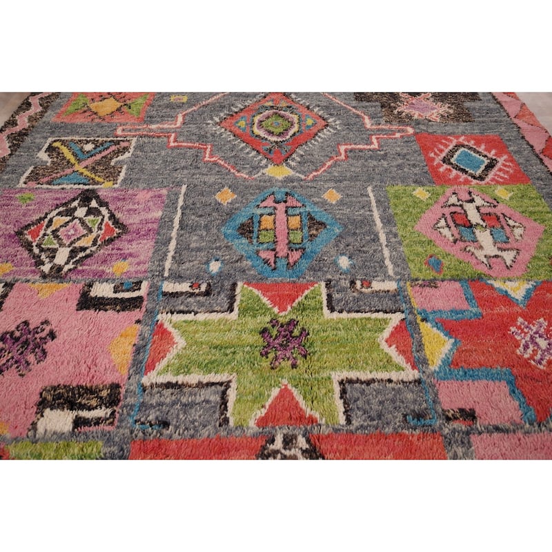 Geometric Moroccan Oriental Area Rug Handmade Tribal Wool Carpet - 8'5" x 12'9"