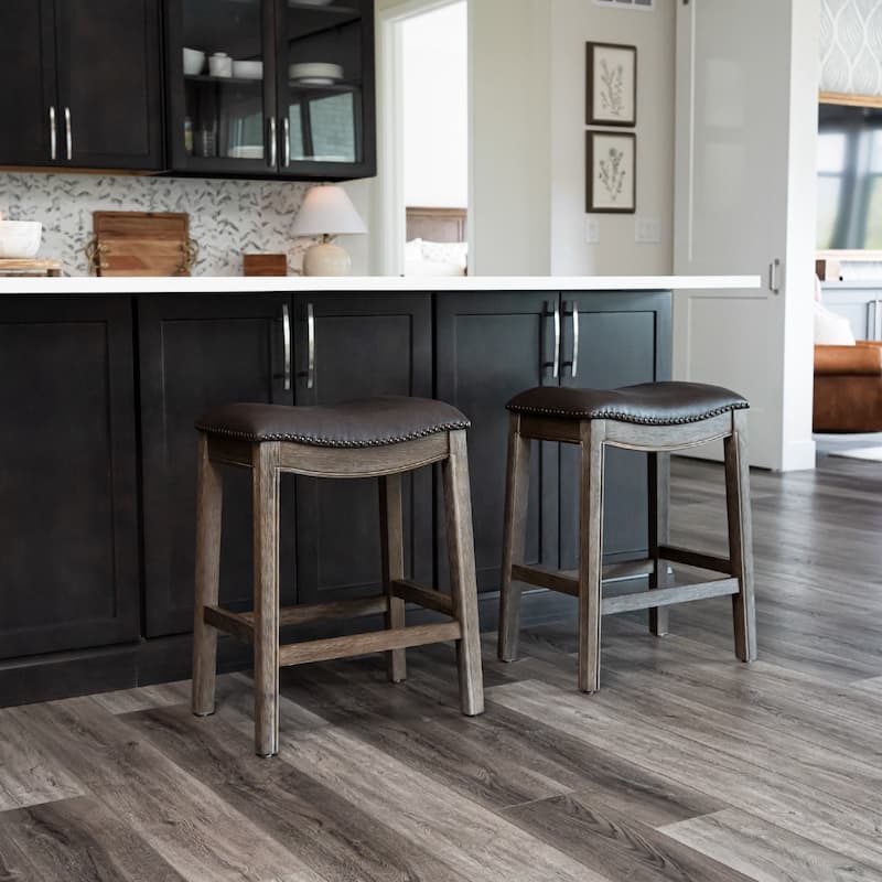 Maven Lane 26" Adrien Saddle Kitchen Counter Height Stool