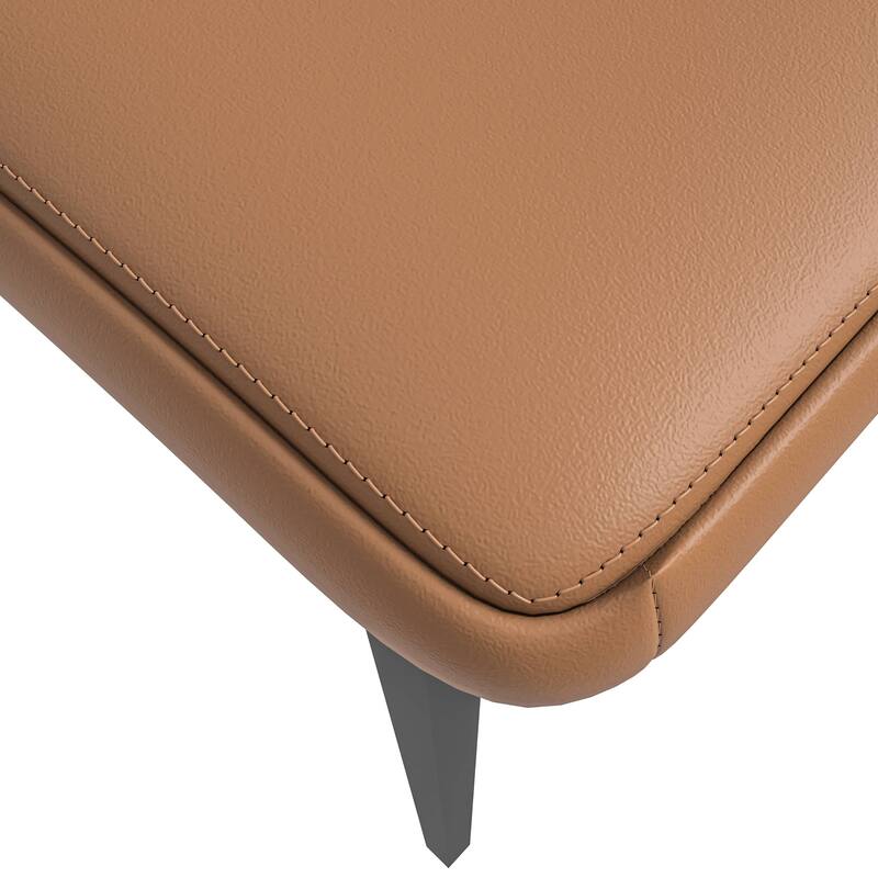Eclat 2-Piece Leather Dining Chair in Black Iron Modern Accent Kitchen Side Chair