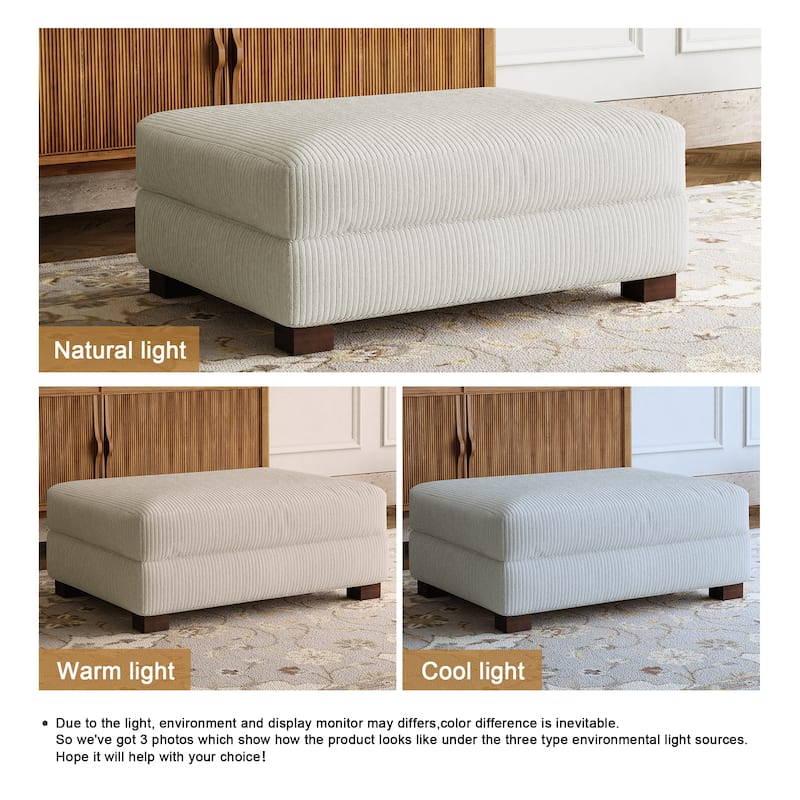 Rectangle Corduroy Ottoman for Living Room