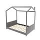 preview thumbnail 6 of 6, Full Size Velvet House Bed with Wooden Frame and Velvet Protection Roof