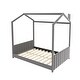 preview thumbnail 14 of 14, Full Velvet House Bed with Wood Frame & Roof