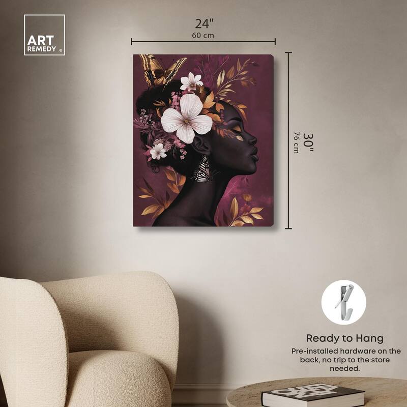 She Blooms in Darkness I Canvas by Art Remedy, Gallery Wrapped