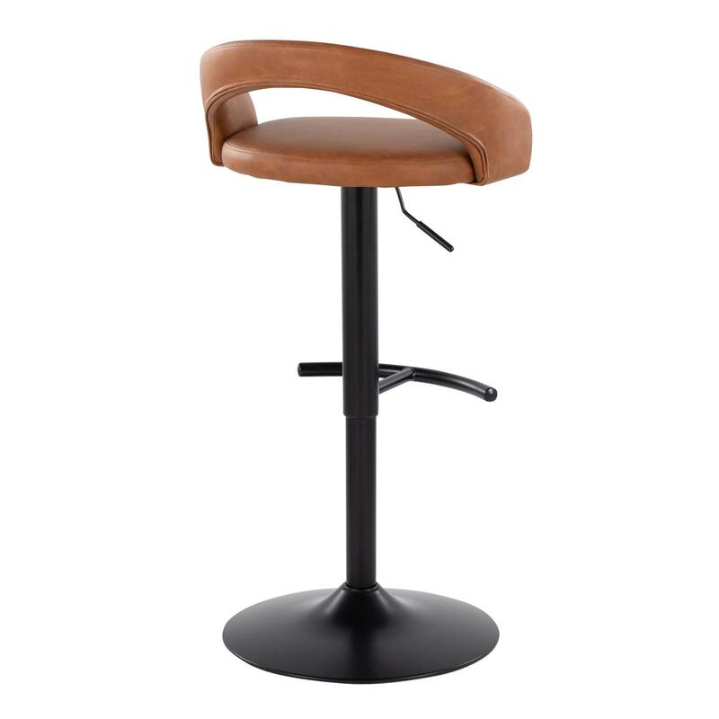 Grotto Upholstered Adjustable Barstool with Black Base