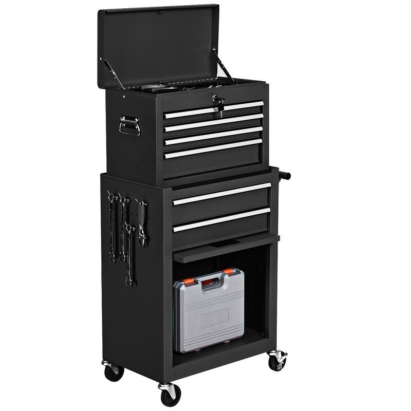 Costway 2 in 1 Rolling Cabinet Storage Chest Box Organizer w/ 6 - See Details