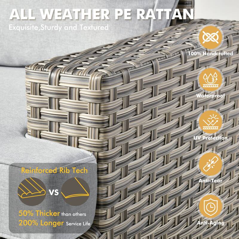 XIZZI 9-piece Outdoor Patio Wicker Furniture Swivel Chair Set