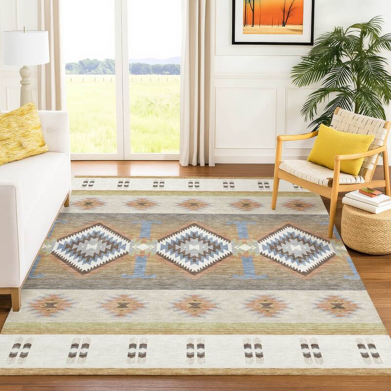 Machine Washable Indoor/ Outdoor Global Chennai Chantille Rug