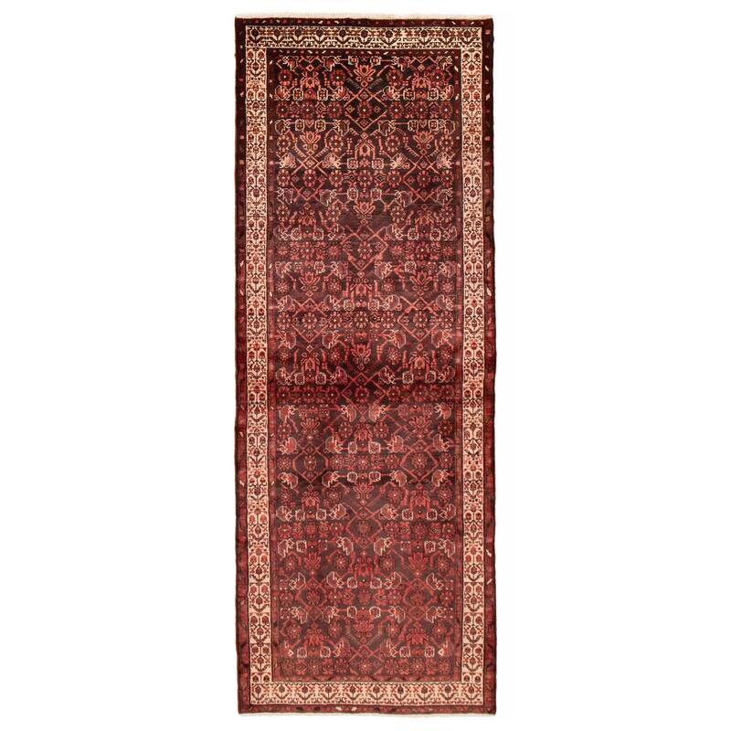 ECARPETGALLERY Hand-knotted Andelz Red Wool Rug - 3'8 x 9'11 - Dark Red - 3'8 x 9'11