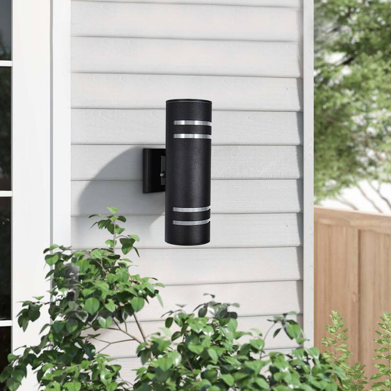 2-Light Modern Black 13.46'' H Dimmable Outdoor Armed Sconce