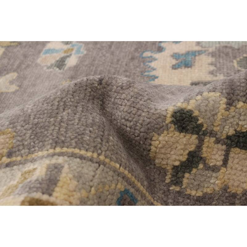 ECARPETGALLERY Hand-knotted Modern Oushak Dark Grey Wool Rug - 8'11 x 11'9