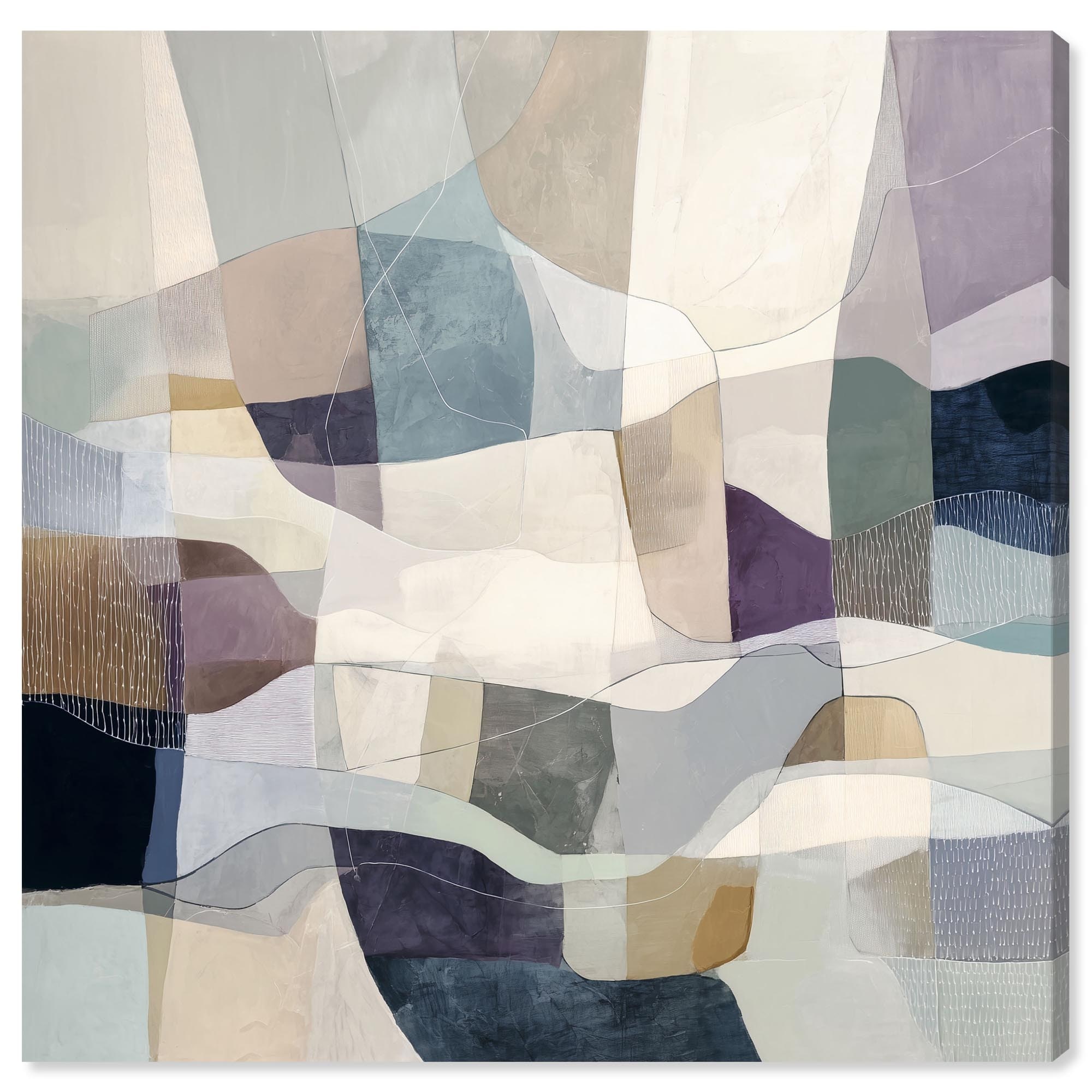 Soft Geometric Shapes I Modern Art Wrapped Canvas Print by Art Remedy