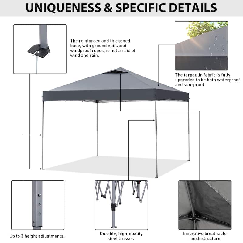 Ainfox 10 x 10 ft Pop-Up Party Canopy Tent Gazebo