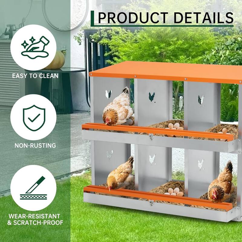 8 Compartment Nesting Box, Chicken Laying Box, Easy to Clean and Install