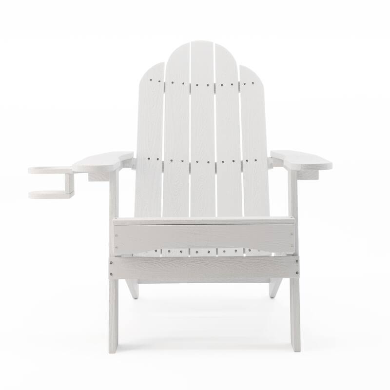 Eco-Friendly Patio Folding HDPS Plastic Outdoor Adirondack Chairs With Cup Holder - 35"D x 30"W x 36.2"H