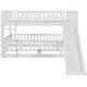 preview thumbnail 14 of 14, Full Over Full Low Bunk Bed with Fence and Ladder for Toddler Kids Teens,Elegant Children Bed,White