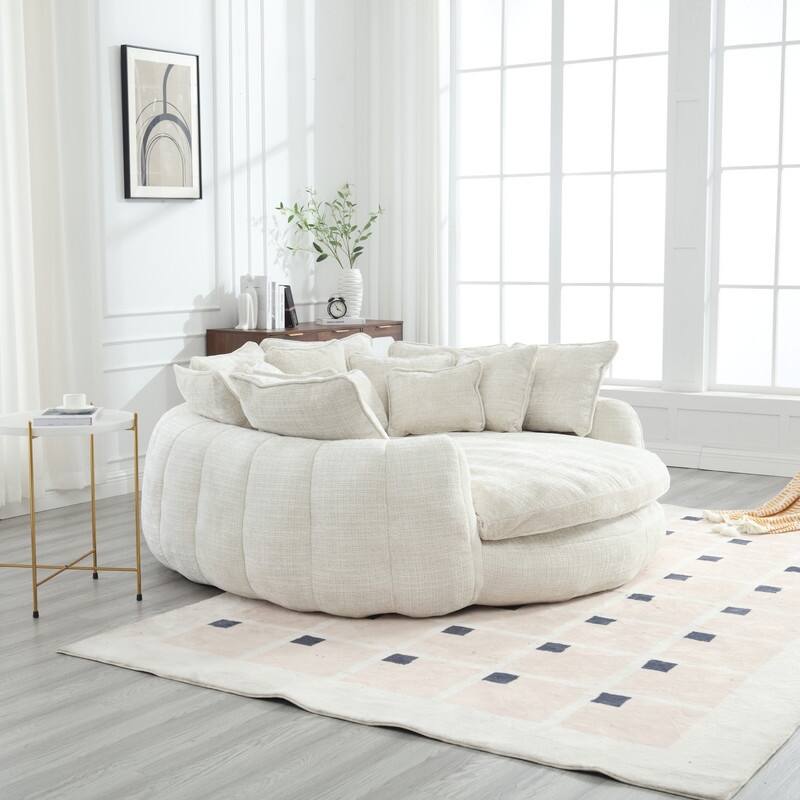81.10" Double Bread Extra Large Round Sofa Bed with Armrests and Large Cushions