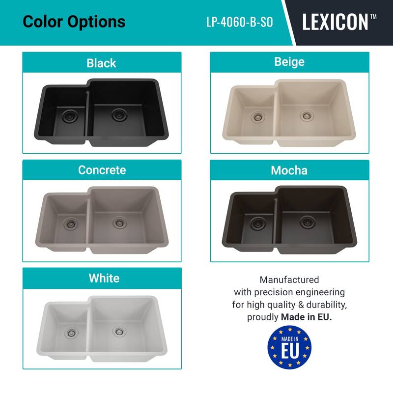 32 Inch Lexicon Platinum Quartz Composite Drop-in Undermount Galaxy Beige - 19" W x 32" L x 9.75" H