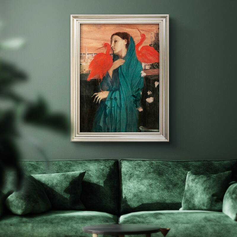 Young Woman with Ibis Premium Framed Canvas- Ready to Hang