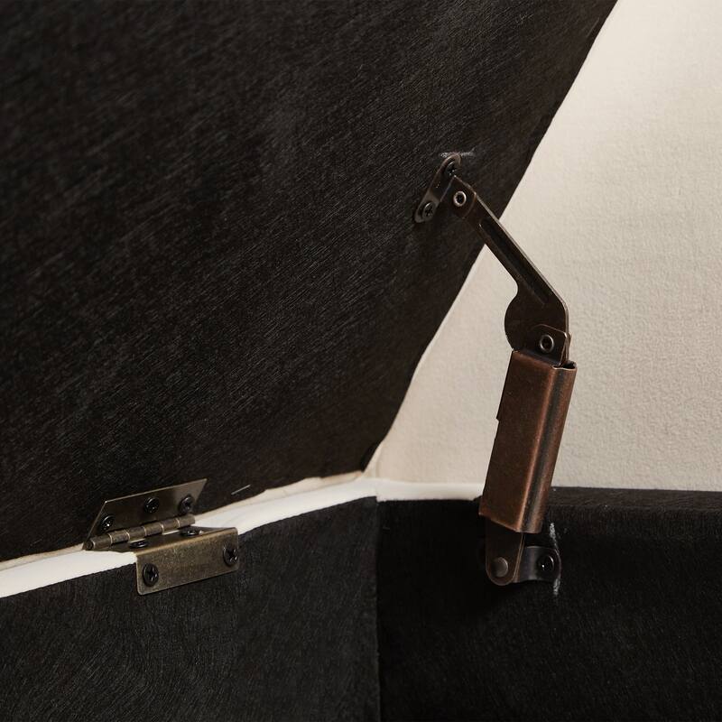 Ottoman Bench Leisure Bench with Solid Wood Legs and Armrests, Upholstered Flip End of Bed Bench with Safety Hinges