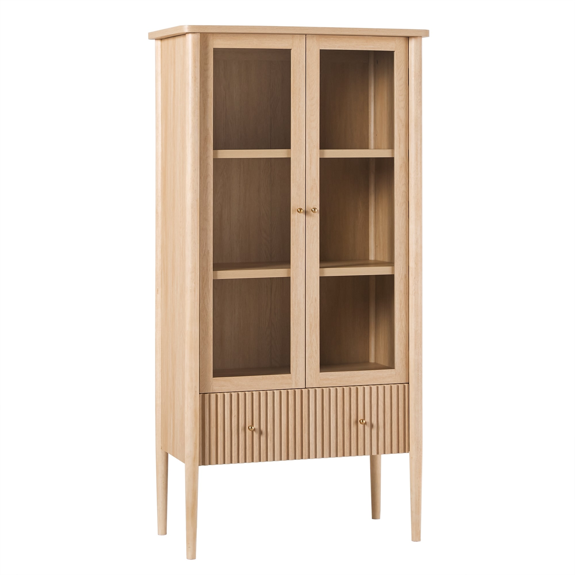 Walker Edison Modern Fluted Glass Bookshelf Cabinet