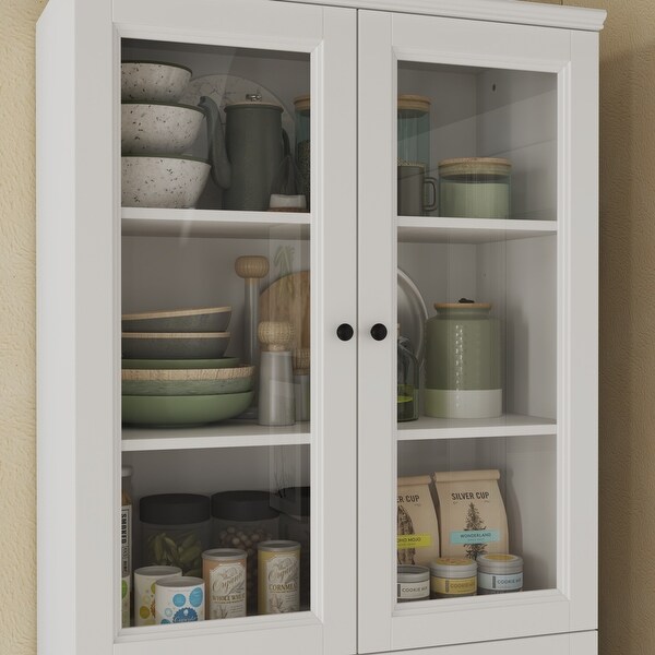Glass front pantry cabinet discount