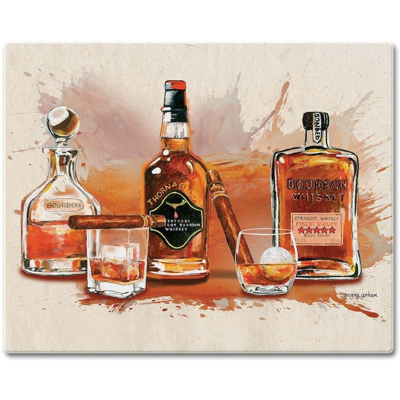 CounterArt Bourbon Splash Decorative 3mm Heat Tolerant Tempered Glass Cutting Board 15" x 12" Made in the USA Dishwasher Safe - Multi