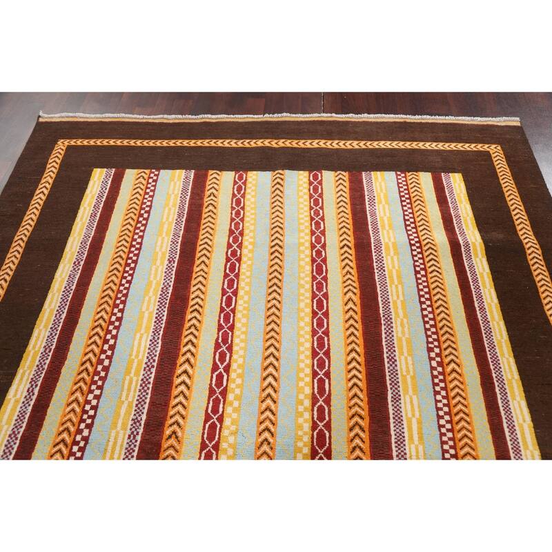 Vegetable Dye Moharramat Area Rug Hand-knotted Oriental Wool Carpet - 6'11" x 9'6"