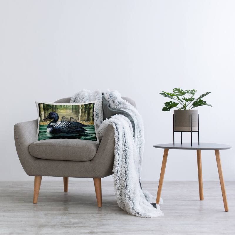 Stupell Loon Family on Lake Decorative Printed Throw Pillow Design by Paul Brent