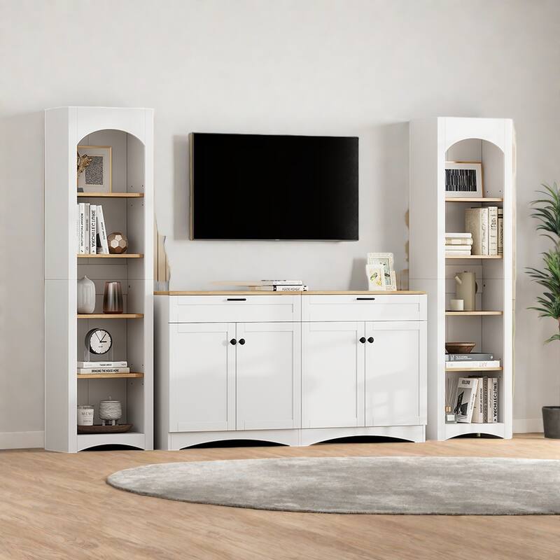 102.3" Display Units - 3-Piece Configurable Set with 6 Adjustable Shelves and Anti-Tip Safety - White