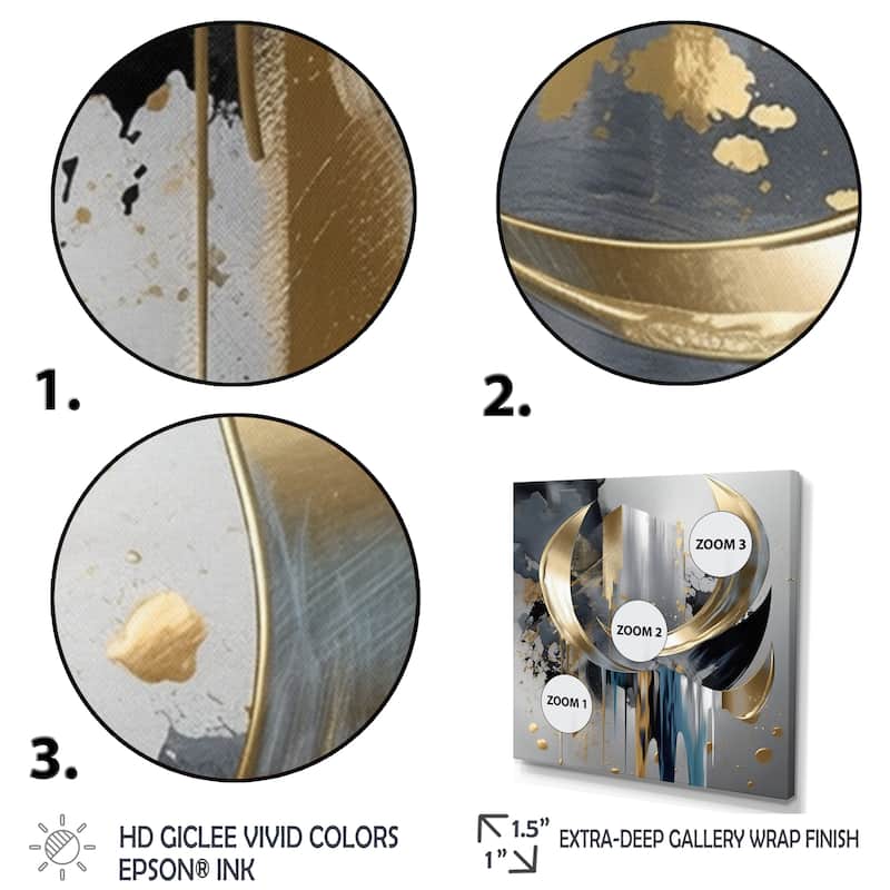 Designart "Abstract Shapes And Lines I" Abstract Marble Framed Canvas Prints