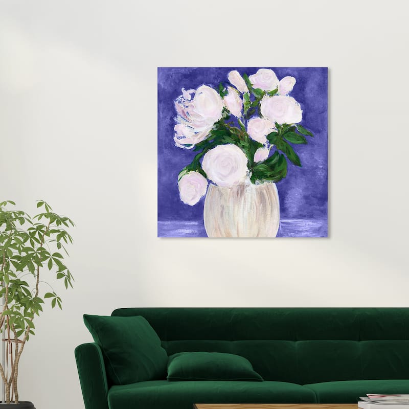 Wynwood Studio Canvas Floral and Botanical Elegant Floral Peri Purple and Light Pink Modern & Contemporary Wall Art Canvas Print - 30 x 30