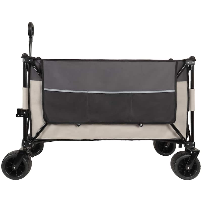 Tall Heavy-Duty Folding Wagon Cart with 480lbs Capacity - All-Terrain Wheels, Side Pockets, Brakes & Drink Holders
