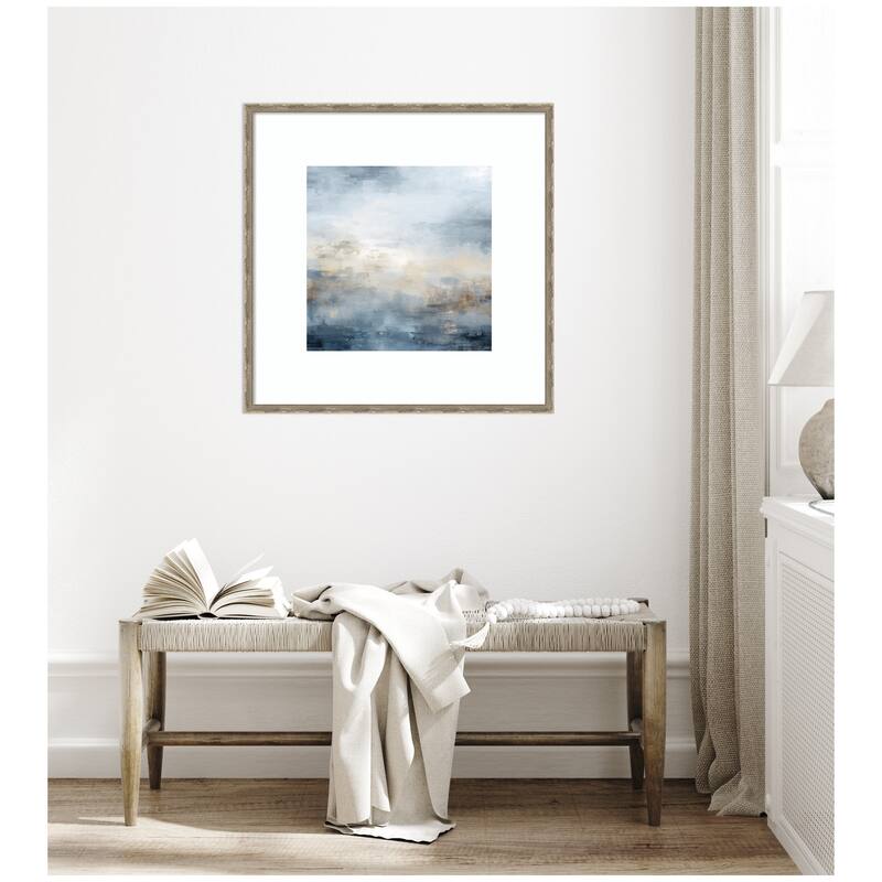 Kate and Laurel Tonal Abstract Oceanic Nautical Serenity Blue by The Creative Bunch Studio Framed Wall Art Print