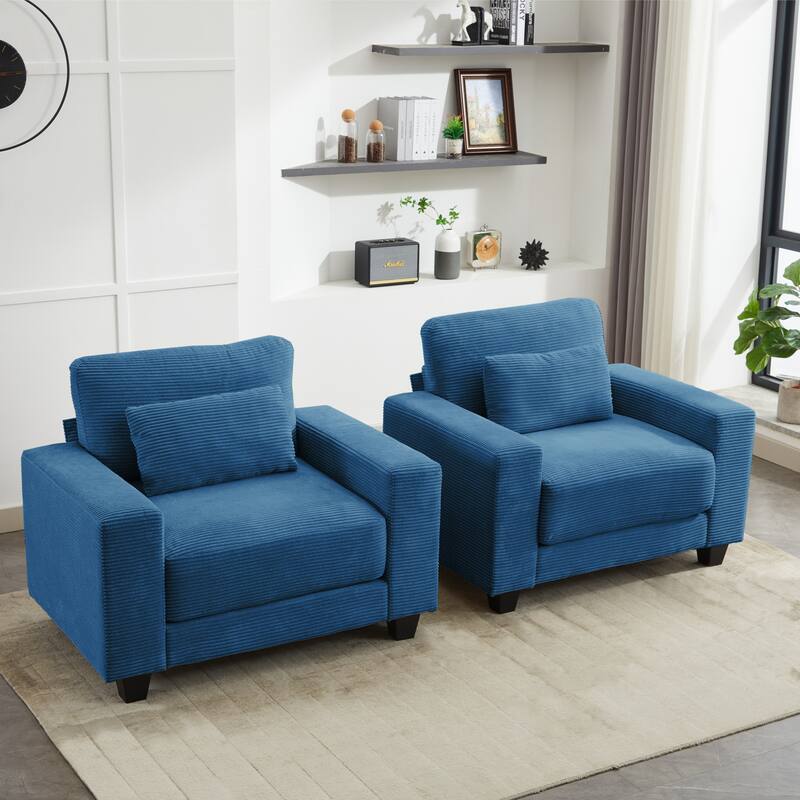 Corduroy Widened Single Sofa Chair, A Extra Lumbar Pillow