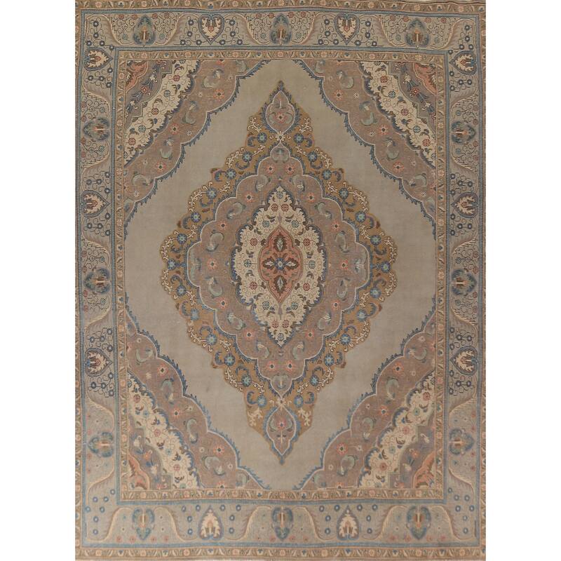 Tabriz Persian Vintage Area Rug Hand-Knotted Wool Carpet - 9'8"x 12'9"