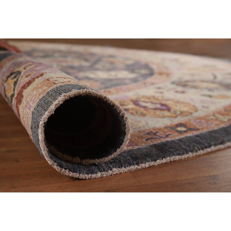 Hand Knotted Oriental 100% Wool Carpet Transitional All-Over Navy Blue & Blues Oushak Area Rug - 11' 7'' X 11' 8''