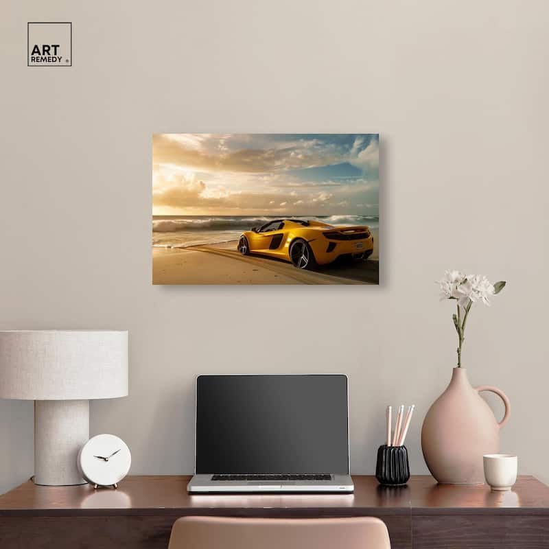 Beach Sports Car Canvas by Art Remedy, Gallery Wrapped