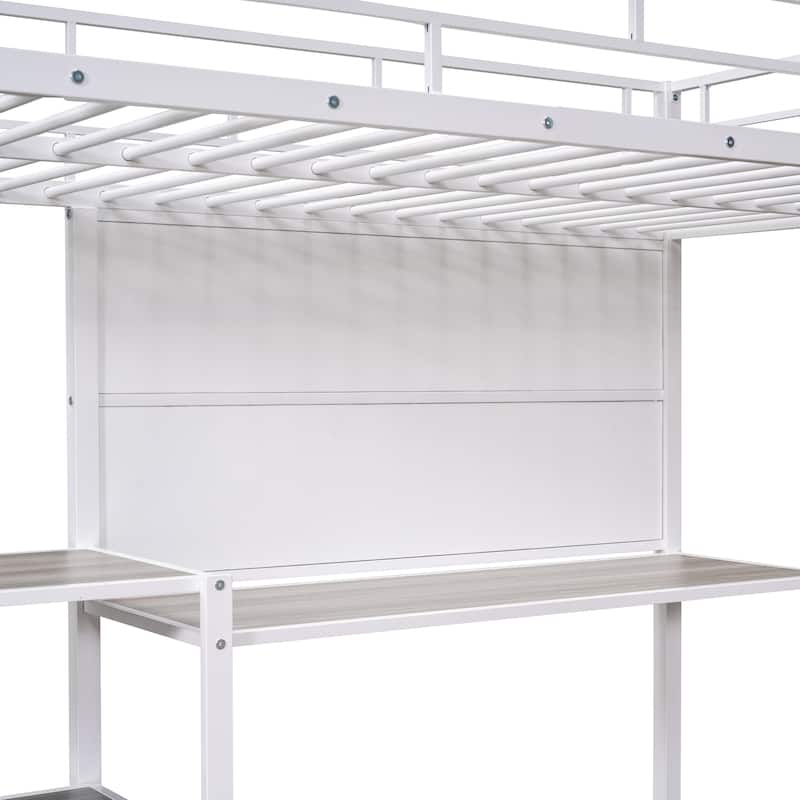 Twin Size Loft Bed with Desk, Whiteboard, and Shelves, a Versatile and Functional Choice for Kids' Rooms