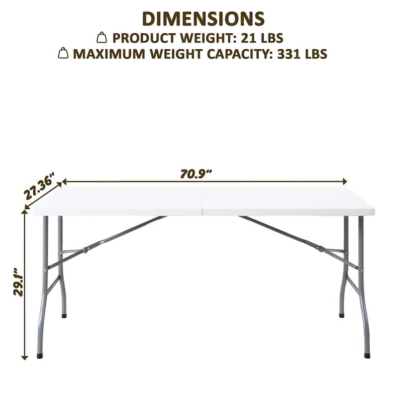Portable Folding Rectangle Table – Collapsible Resin Foldable Table – Multipurpose Fold-Up Plastic Table