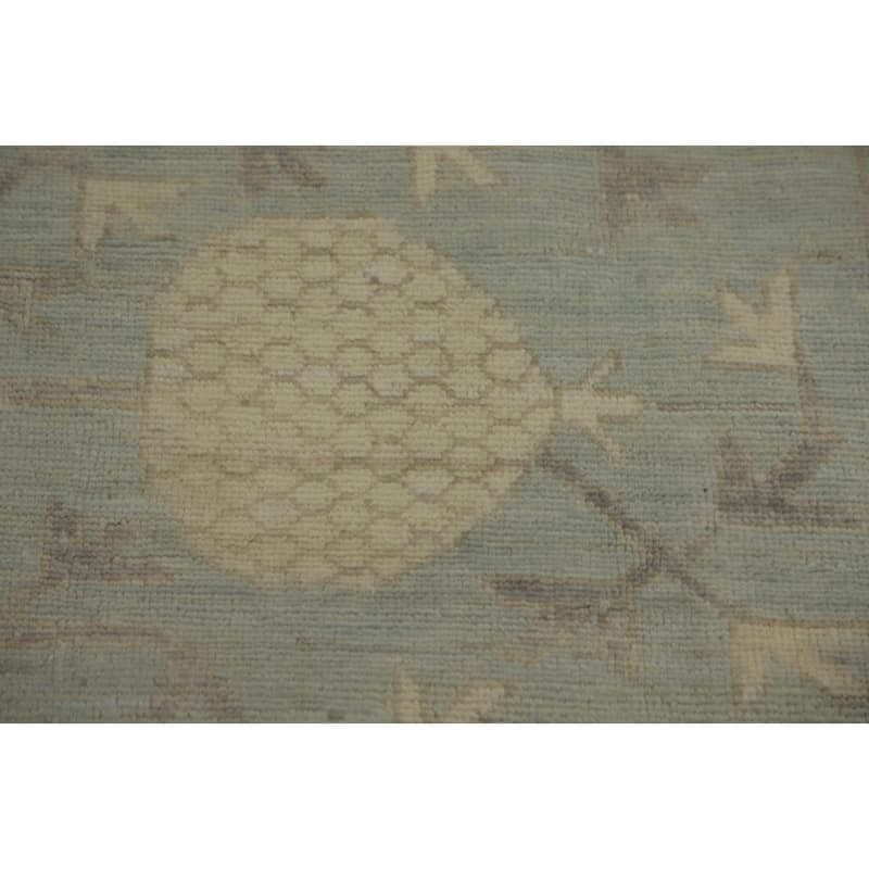 Vegetable Dye Wool Oushak Turkish Area Rug, Floral Geometric Carpet - 11' 11'' X 9' 1''