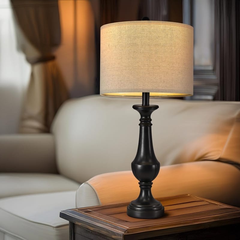 27.5" Farmhouse Table Lamp, Mid Century Tall Table Lamp - 1 Set