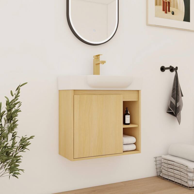 Bathroom Vanity With Sink In 24/28 Inch, Floating Bathroom Vanity With Soft Close Door