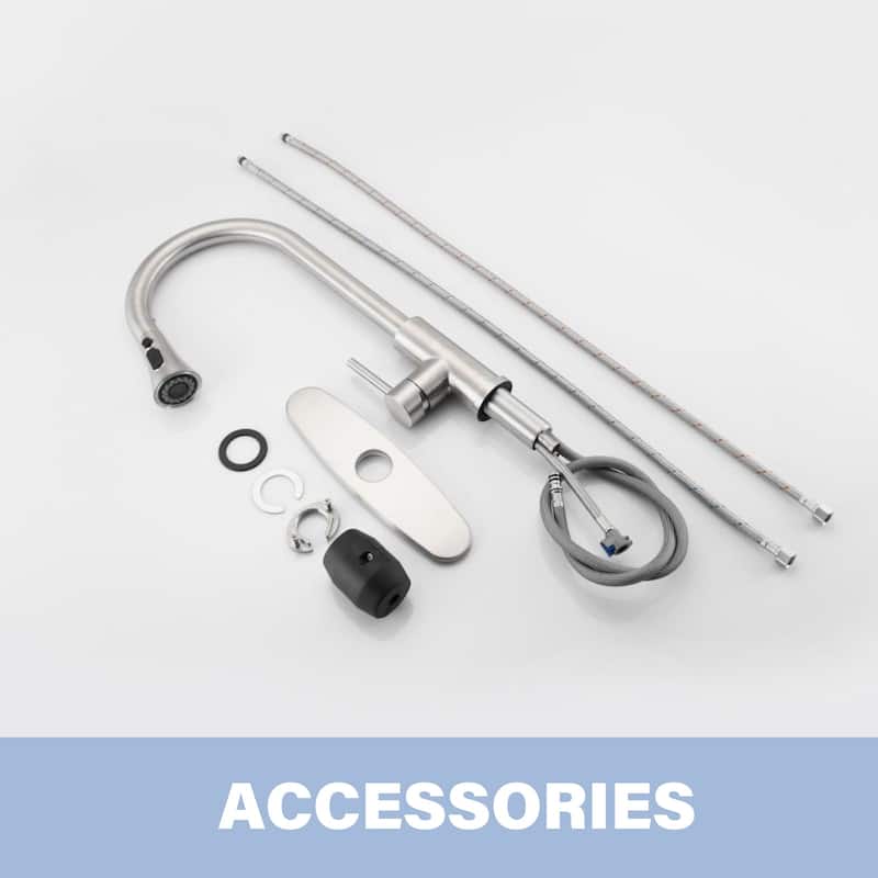 Kitchen Faucets with Pull Down Sprayer, Brushed Nickel, High Arc Single Handle Classic Stainless Steel Sink Faucet 1 Hole
